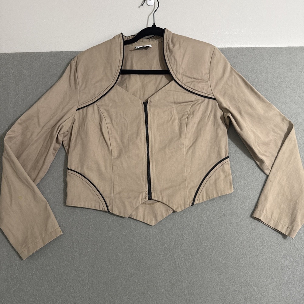Vintage Western Cropped Jacket Cowboy Rodeo Cowgirl Full Zip 90s Country L *